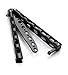 Anlado Balisong Butterfly Knife Trainer Practice with O-Ring Latch - Enhanced Version - Black Metal Steel - no Offensive Blade - for Beginner, Children, Butterfly Knives Lover and More