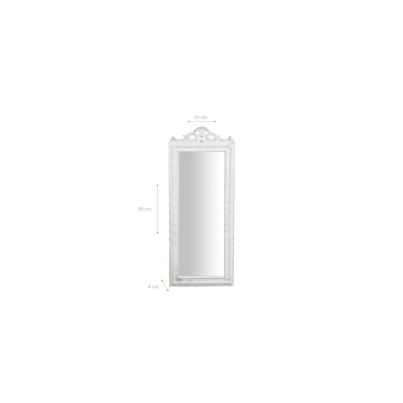 Biscottini Lustro do sypialni 91 x 34 x 5 cm Wyprodukowane we Włoszech | antyczne białe lustro shabby | Lustro łazienkowe ścienne | Lustro ścienne
