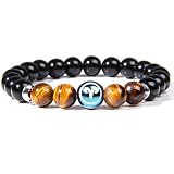 Bracciale costellazione segni di pietra naturale perline bracciali per donne uomini coppia oroscopo regali di compleanno, Ariete 3.21-4.19,23 cm