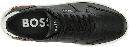 BOSS Men's Clint Smooth Leather Cupsole Sneaker, Black Oil, 13 | Image 4