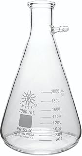 United Scientific FG5340-2000 Borosilicate Glass Heavy Wall Filtering Flask, Bolt Neck with Tubulation, 2000ml Capacity