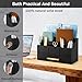 dreampossible Black Wood Desk Organizer and Accessories with Drawer, Bill Mail Organizer and File Mail Holder for Office Supplies, Rustic Desk Accessories & Workspace Organizers for Desk Organization