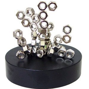 Stacking magnetic nuts that snap together into a satisfying tower, packaged in a charming burlap bag — the rare magnetic toy that feels like a proper gift.