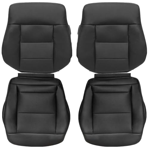 SecosAutoparts Black Leather Driver & Passenger Side Bottom Replacement Seat