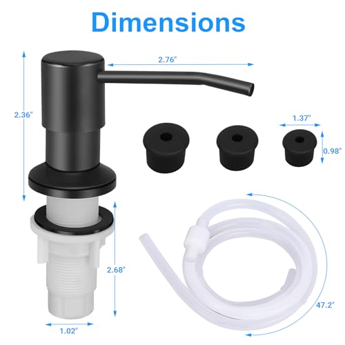 Image of Soap Dispenser Kitchen Sink, Sink Soap Dispenser, 47 inch Extension Tube kit, Dish Soap Dispenser Pump, No Need More Refills (Black)