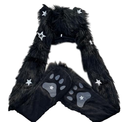 Sombrero bufanda guantes invierno punk accesorios cálidos para clima frío