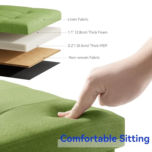 Image of BRIAN & DANY 30 Inches Folding Storage Ottoman Bench, Ottoman with Storage Bench for Bedroom, Living Room, Entryway, Foot Rest with Legs, Bright Green