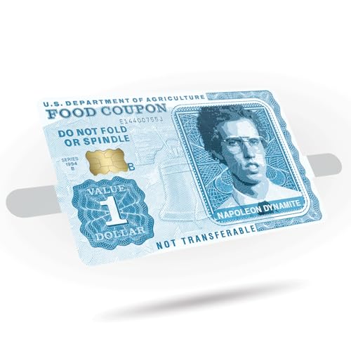 Food Coupon Credit Card Skin Sticker Vinyl Decal - 3 Pack - Credit and Debit Cards with Chip - Durable, Easy to Apply - Personalize Your Card (5 Designs Available) (Napoleon Dynamite)