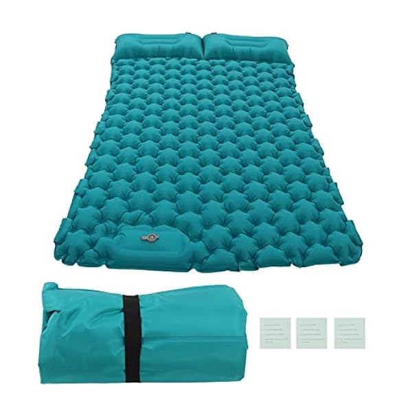 Dubbele Camping Slaapmat, Opblaasbare Camping Pad Voetpers Ultralight 2-Persoons Camping Mat Met Kussen Voor Kantoor Outdoor Camping Gebruik(blauw)