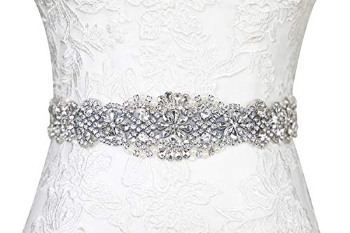 Lovful Womens Crystal Rhinestone Braided Wedding Dress Sash Belt, Black