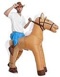HSCTEK Inflatable Horse Costume Adult Men Women, Blow Up Ride On Horse Cosplay, Inflatable Cowboy Cowgirl Halloween Costume Teen
