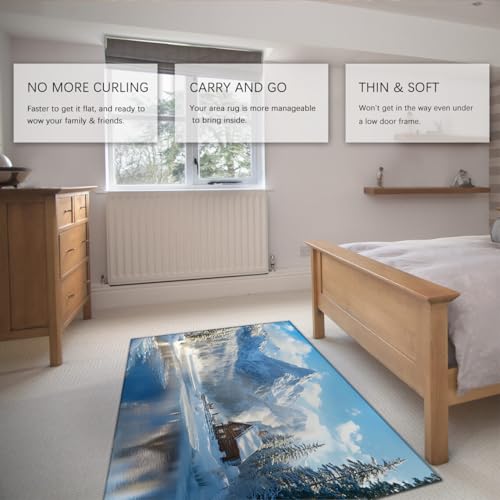 Tapis de décoration intérieure imprimé paysage naturel lavable