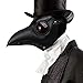 Plague Doctor Costume Mask Faux PU Leather Bird Beak Steampunk Halloween Cosplay Party Props (Deluxe Black)