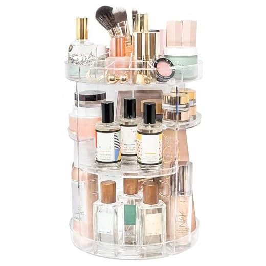 V-hanver 360 ° drehbarer Make up Kosmetik Schönheits Organizer, Makeup Aufbewahrungs Kosmetikbox für Kommode, Schlafzimmer, Badezimmer, transparenter Organizer