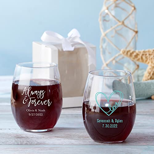 Kate Aspen 9 Oz. Personalized Stemless Wine Glass - 48Pcs/Gold - Custom Wedding Favors And Bridal Shower Party Favors With Customized Designs Text Lines #TOP3