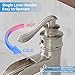 BWE Bathroom Faucet Brushed Nickel Waterfall Single Hole Matching Pop Up Drain Stopper Handle Sink Faucets Bath Vanity Lavatory Vessel Commercial Satin with Water Supply Hose