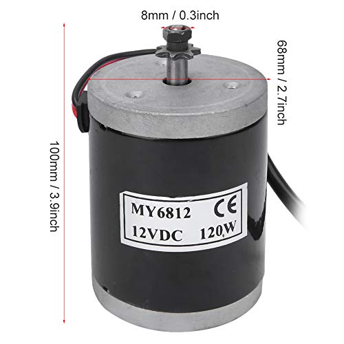 Electric Brushed Motor, 12V 120W High-Speed Small Brushed Motor, Permanent Magnet DC Gear Motor with Belt Pulley for Electric Scooters, E-Bikes, Robotics, and UAVs