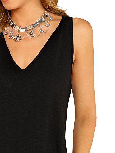 Verdusa Women's Basic V Neck Longline Dolphin Hem Loose Tunic Tank Top4