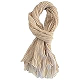 Belsen Summer Cotton Blend Crinkle Vintage Soft Scarf Fashion Solid Scarf Wrap Shawl (Khaki)