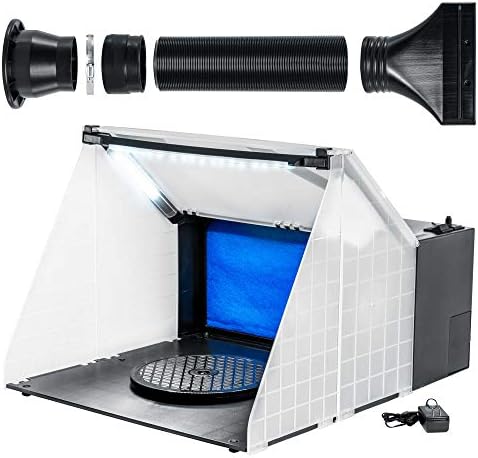 Master Airbrush Brand Lighted Portable Hobby Airbrush Spray Booth with LED Lighting for Painting All Art, Cake, Craft, Hobby, Nails, T-Shirts & More. Includes 6 Foot Exhaust Extension Hose