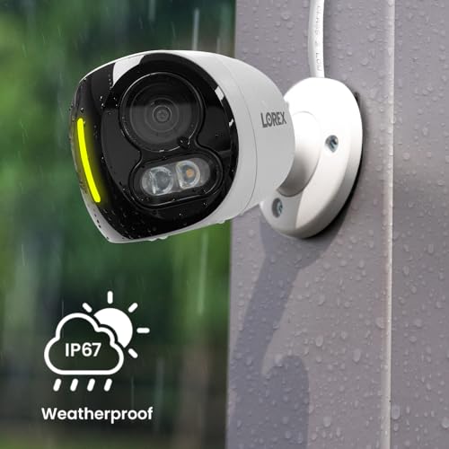 Image of Lorex 4K 8MP IP Wired Dual-Lens Add-On Outdoor Security Camera | Smart Security Lighting | Motion Detection | 180 Panoramic View | Auto Framing | Color Night Vision | 2-Way Talk | Requires Recorder | 4K Ultra HD, Dual 2.1mm Lenses Stitched to 180 Degree Panoramic View, Smart Security Lighting with Color Night Vision
