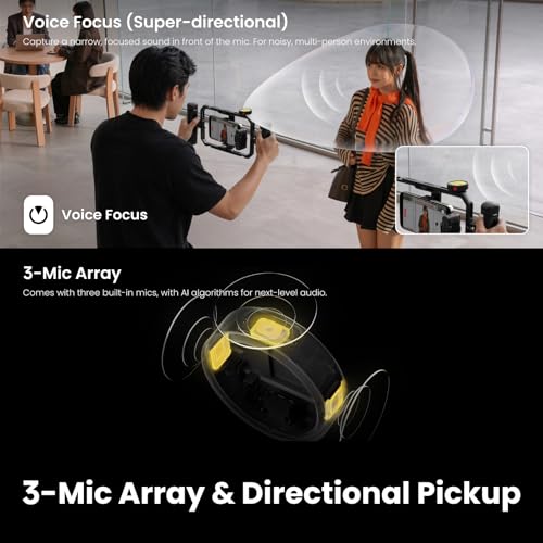 Image of Insta360 Mic Pro Transmitter, Wireless Mini Lavalier Microphone for iPhone /Camera /Android, Video Recording, Bluetooth, Customizable E-Ink Display, 3-Mic Array, 32-bit Float Internal Recording
