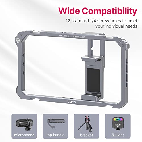 Ulanzi Universal Phone Video Rig With Power Bank Clip And Handle, Aluminum Handheld Stabilizer Smartphone Video Rig Cage For Iphone Samsung For Filmmaking Movie Making Youtube Video Recording #TOP4