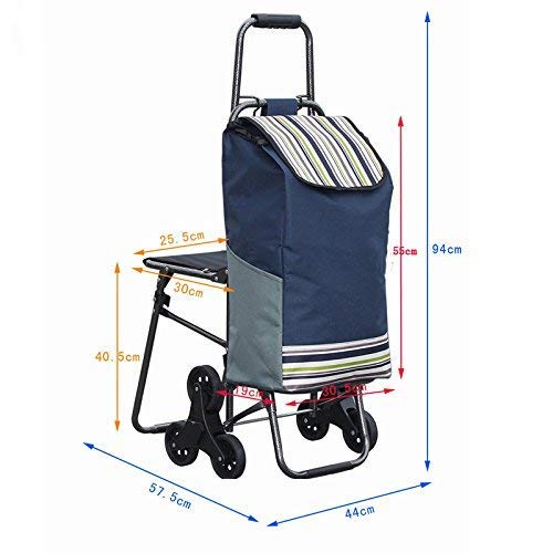 Einkaufstrolley, faltbarer Einkaufstrolley, Lebensmittelwagen mit Rädern, faltbarer Einkaufswagen, Treppenkletterwagen… – Bild 3