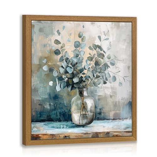HLXRAE Eucalyptus Leaf Wall Art, Sage Green Botanical Canvas Print,