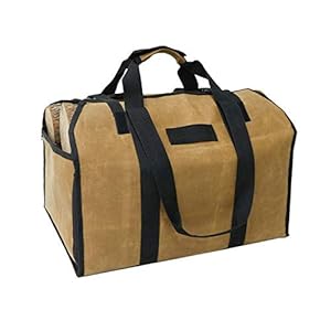Brynnl Log Carrier Tote Opbergtas, Grote Capaciteit Waxed Canvas Brandhout Opbergtas met Handvatten en Schouderriem Waterdichte Zware Houten Draagtas voor Binnen en Buiten