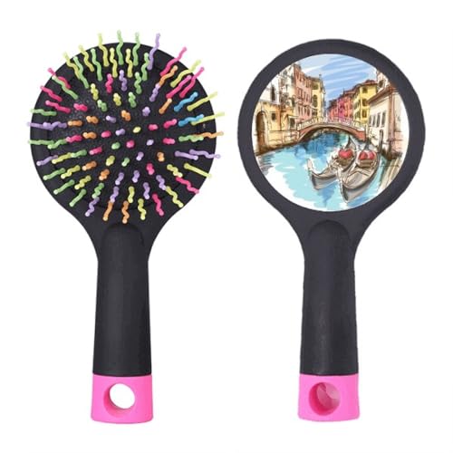 Brosse à cheveux démêlante Venise aquarelle avec coussin d'air pour salon