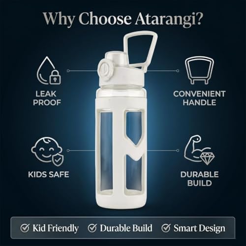 Image of LHOTSE Cute Square Water Bottle for School with Straw & Leakproof Lid - Large Capacity Kawaii Bottle for Kids, Girls & Office Usen 700 ML (Off-White)