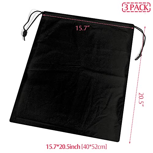 Diommell 3 Pack Large Closet Drawstring Dust Covers Cloth Storage Organizer Pouch String Bag For Clothes Clothing Handbags Purses Bedroom, Black #TOP1