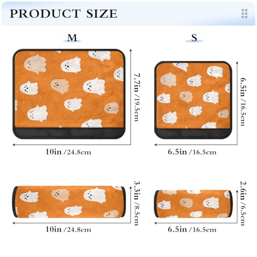 Image of 2 Pack Seatbelt Covers Seat Belt Cover Pad for Adults Boys Girls Car Seat Strap Covers Pads Cushion Universal Shoulder Strap Pad Protector for Backpack Camera Bag 10x7.7Inch Halloween Ghosts Orange