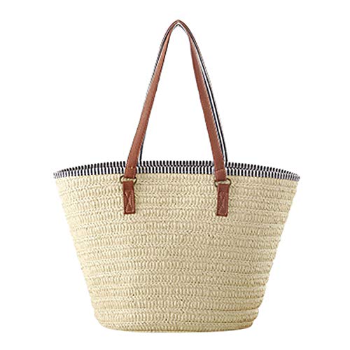 Bolso de las mujeres de Moda Hermosa Paja Tejida Tote Gran Verano...