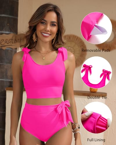 Image of Yonique Two Piece High Waisted Swimsuits - Women Tummy Control Bikini Modest Bathing Suit 2PC 2025