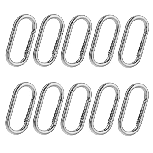 XCSJ 10 Pcs Oval Carabiners 49mm Large Oval Carabiner Clip Zinc Alloy Snap Spring Oval Ring Oval Spring Lobster Clasp for Handbag Bags