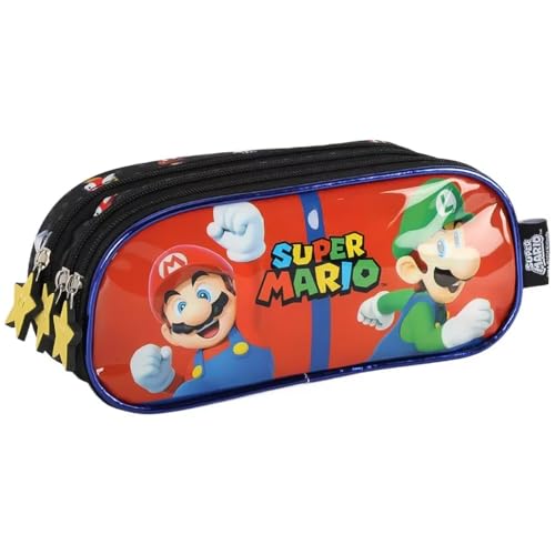 Kit Mochila De Rodinhas Lancheira Estojo Mário Jogo (Vermelho)