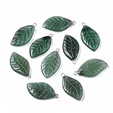 Stiesy 10 Pcs Natural Aventurine Leaf Charms Carved Green Stone Pendants Leaf Shape Gemstone Beads Charms Bulk for DIY Bracelet Necklace Jewelry Crafts Making