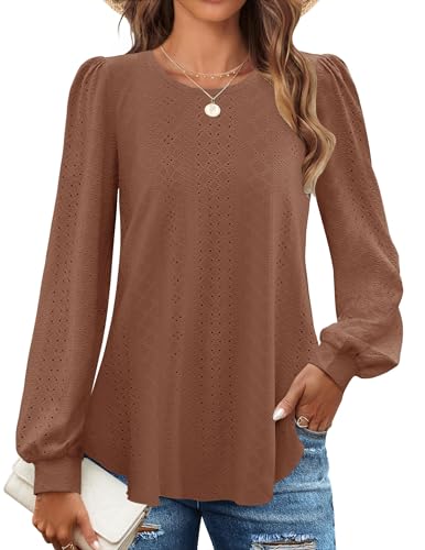 Chicrise Langarmshirt Dame Herbst Dünne Bluse Puffärmel...