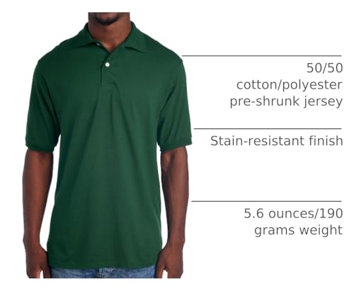 Jerzees Men's SpotShield Stain Resistant Polo Shirts (Short & Long, Short Sleeve-Forest Green, XX-Large
