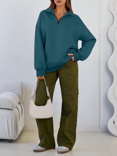 Image of Trendy Queen Women's Oversized Half Zip Fleece Sweatshirts-Cozy Pullover, Sweaters for Fall Winter