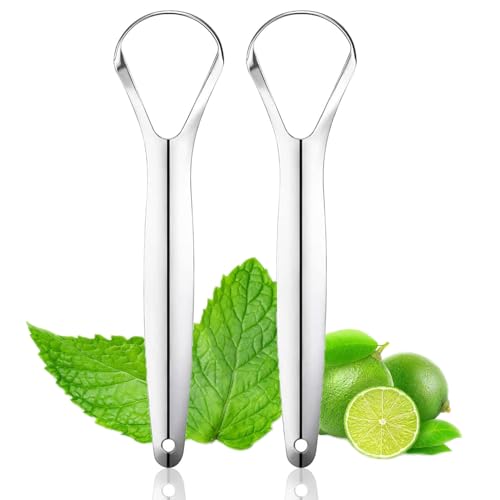 2Pack Tongue Scraper Metal Stainless Steel Tongue Scrapers for Adults Restore Fresh Breath Improve Taste and Oral Health with Our Tongue Cleaners Suitable for Fresher Breath in Seconds