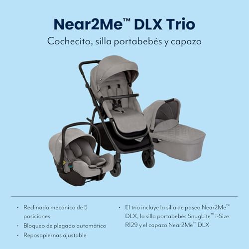 Miniatura 2 de Graco Near2me Dlx Stylish Trio - Funda Para Lluvia, Capazo Y Asiento De Coche, Adecuado Desde El Nacimiento Hasta Aprox. 4 Años 22 Kg , 3 Ajustes De Altura Slide2me, Color Ceniza
