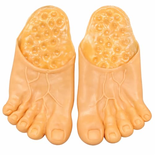 Rubber Bare Feet - Barefoot Giant Shoes - Caveman Feet - Giant Feet Big Foot - Barefoot Slippers - Big Foot Costume Accessories - Soft Rubber - One Size Brown