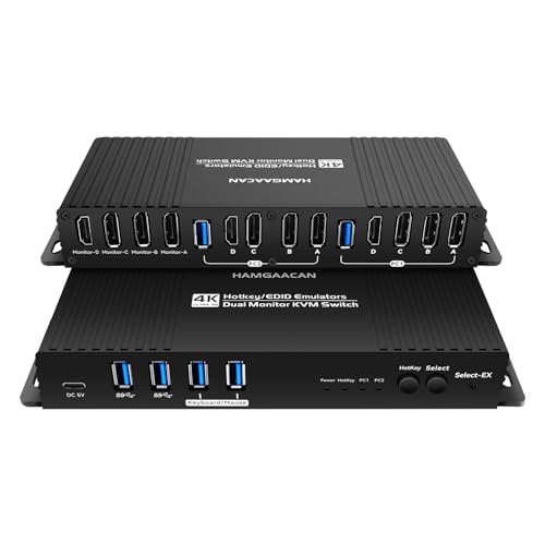 Kvm Switch 4 Monitors 2 Computers Displayport Hdmi 4K 240Hz Hotkey Switching kvm Switches Quad Monitor dp 2.1 1440P 144Hz 165Hz 240hz 2 PC 4 Monitor hotkey