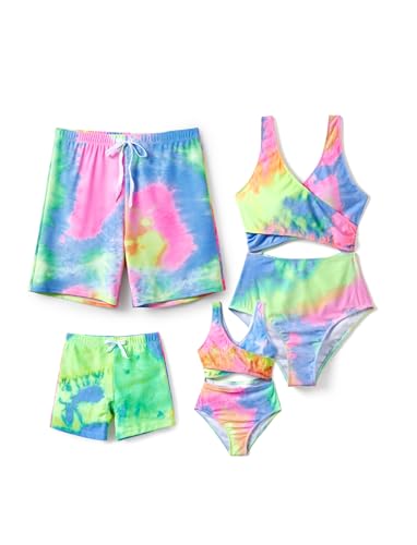 PATPAT Family Matching Swimsuits Swimwear Set for Couples Mommy and Me Striped Spliced Bathing One-Piece Swimsuits