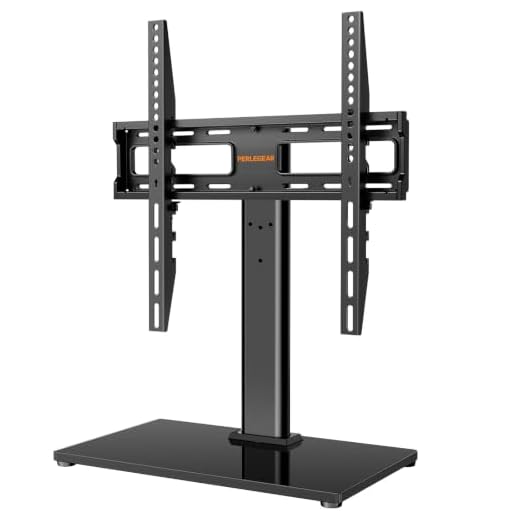 Supporto Girevole da Tavolo per TV da 32-60 Pollici - Piedistallo per TV Regolabile in Altezza con Base in Vetro Temperato, VESA Max 400x400mm, Fino a 40 kg