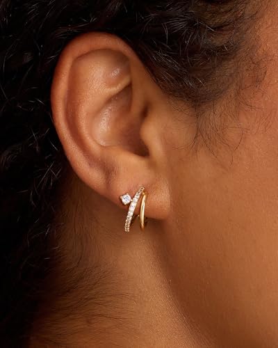 Hoop Earrings for Women 14K Gold Plated Triple Huggie Hoop Earrings Hypoallergenic Lightweight Wedding Earrings For Brides Jewelry Gifts for Women Trendy3