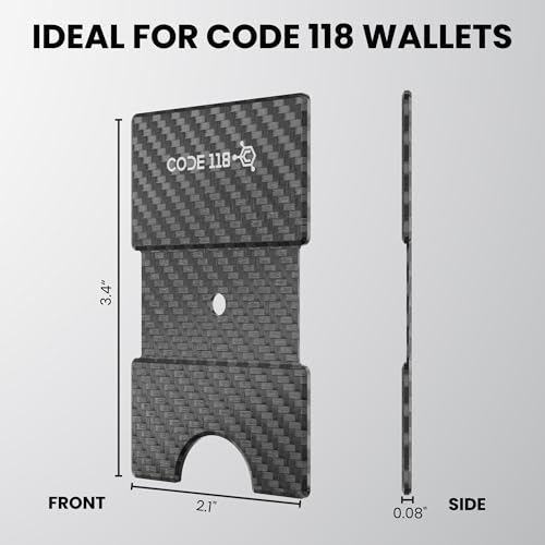Image of Code 118 Modular Backplate - Slim Minimalist Aluminum Wallet Accessory - Expandable Cash & Business Card Holder -Modular Add-on for Men Expands Storage up to 8 cards, Wallet not Included(Carbon Fiber)
